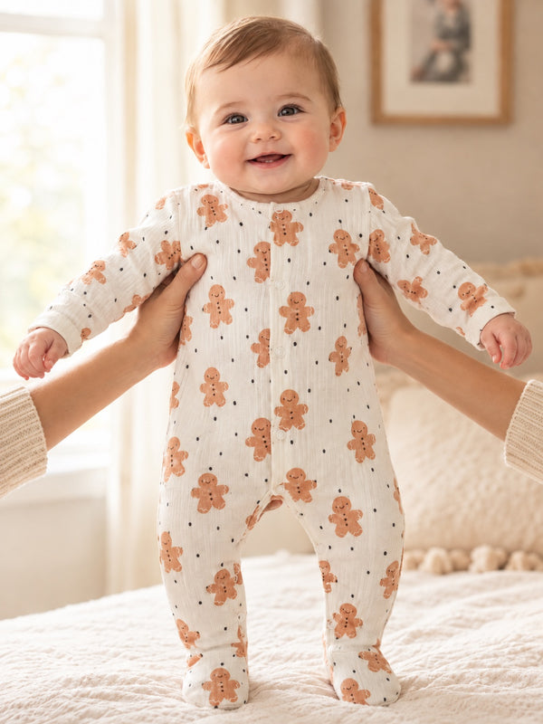 Gingerbread Footed Sleepsuit — Cream
