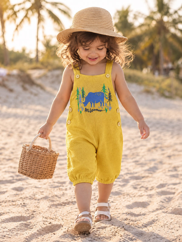 Forest Bellow Dungarees — Yellow