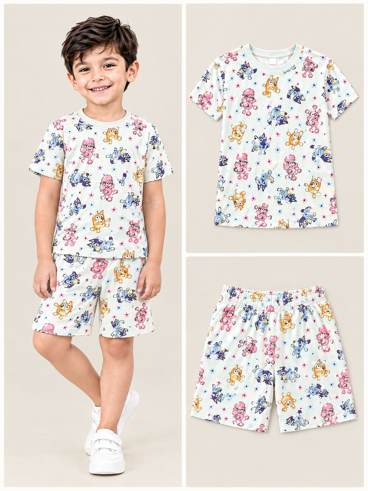 Mint Puppy Pals T-shirt and shorts set