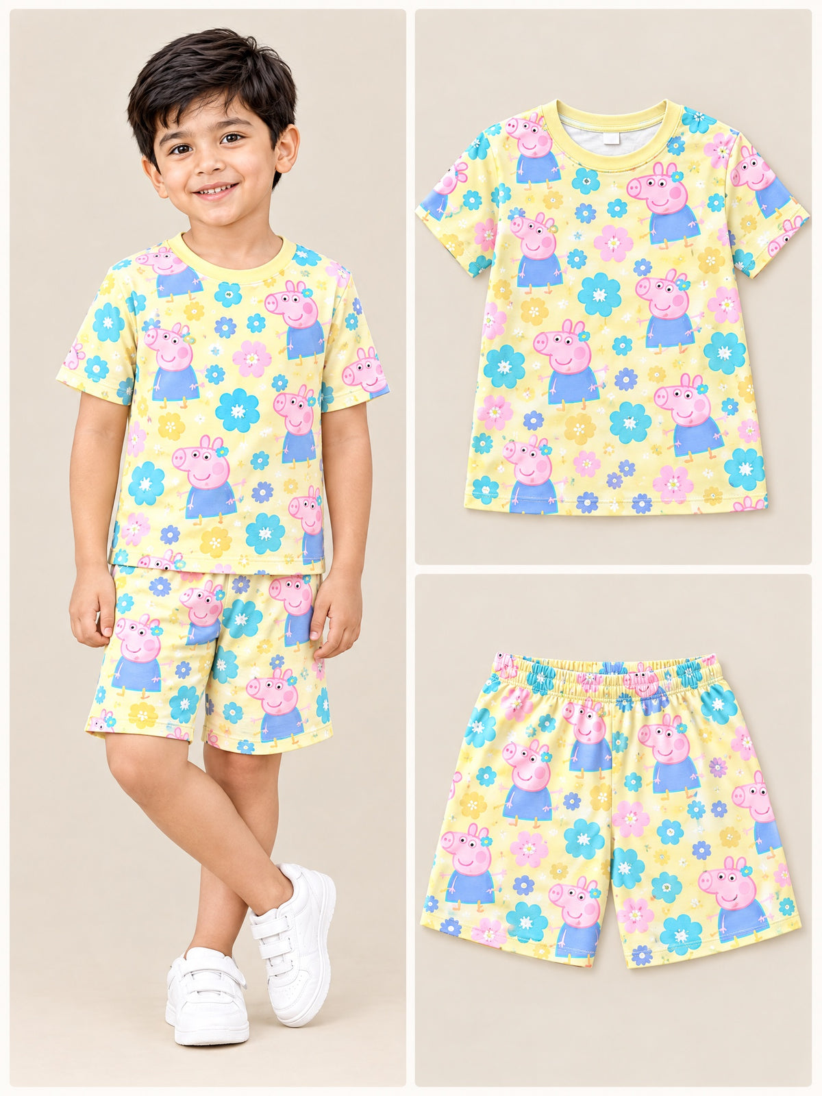 Lemon Piggy Blooms T-shirt and shorts set