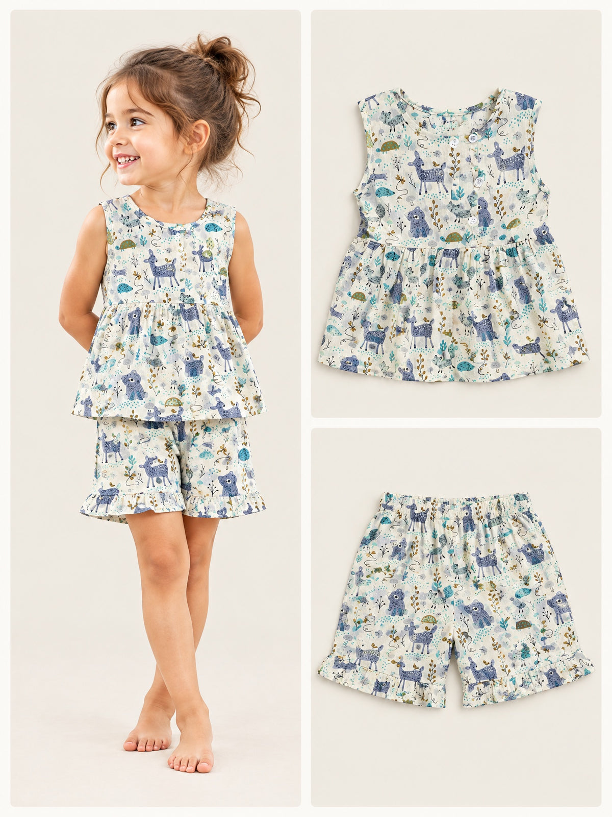 Forest Friends Jaipur cotton top and shorts set