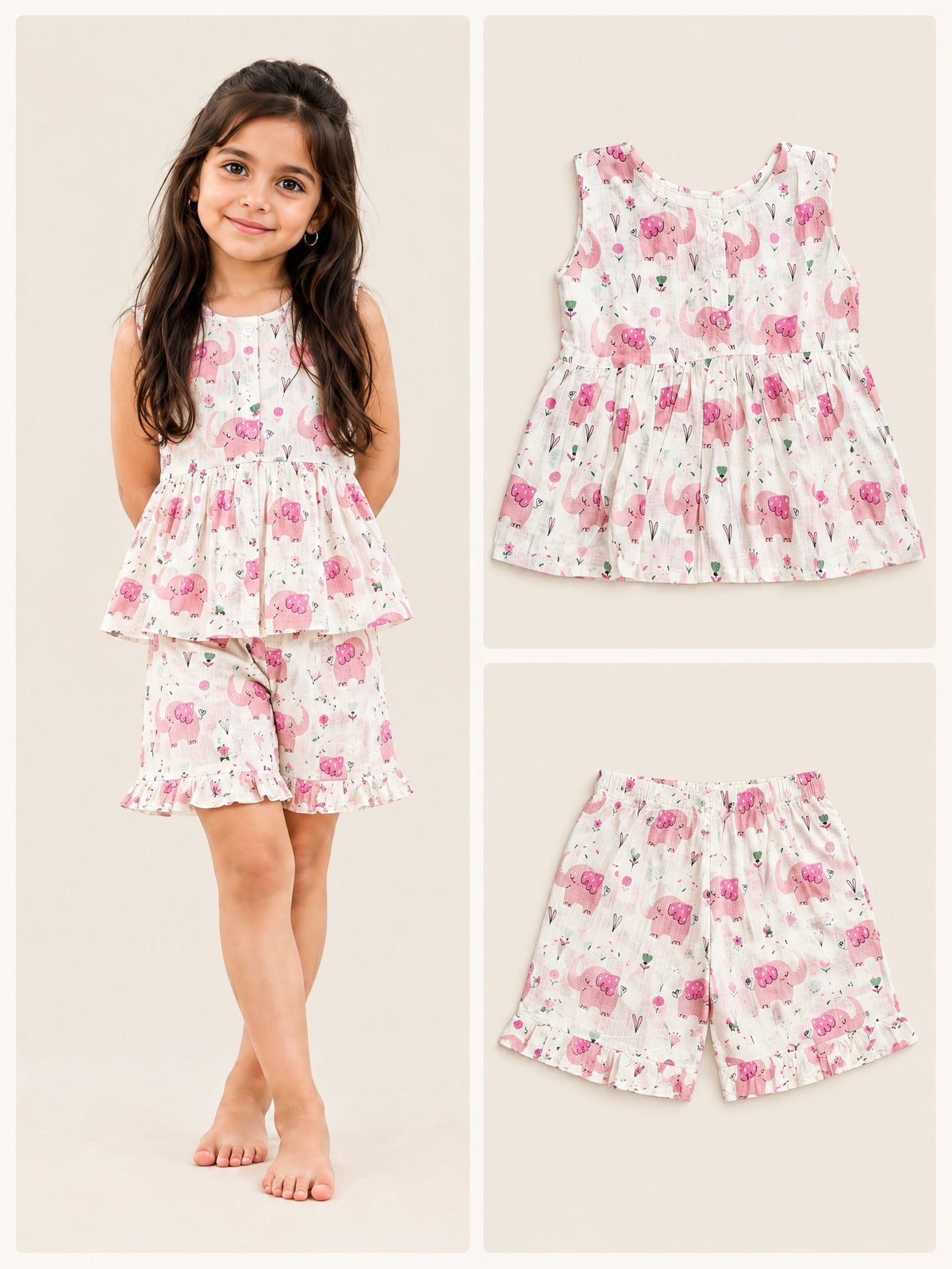 Pink Swan Jaipur cotton top and shorts set