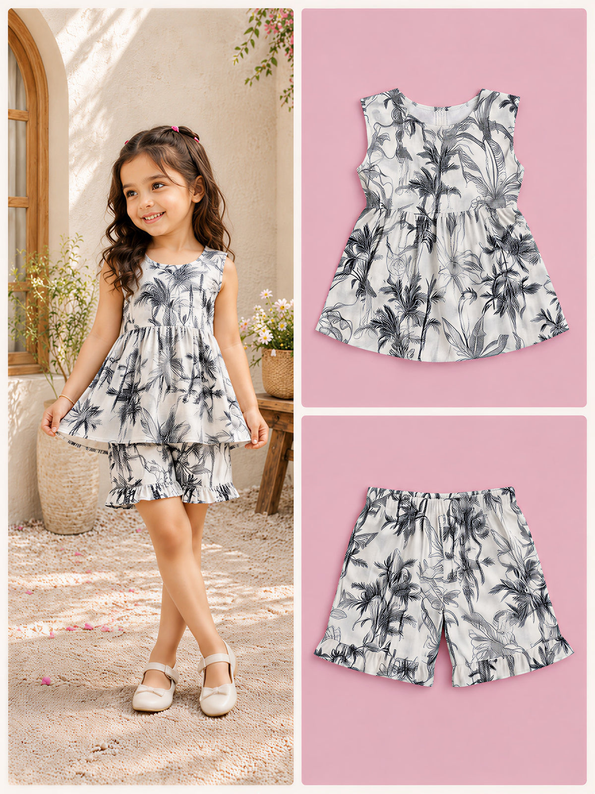 Palm Shadow Jaipur cotton top and shorts set